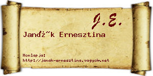 Janák Ernesztina névjegykártya